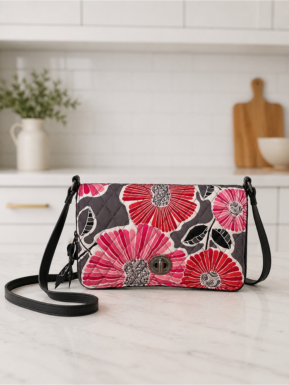 Vera Bradley Turnlock Crossbody Bag – Retired Cheery Blossoms Floral Print